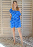 BARDOT DRESS The Belted Bardot Dress - Royal Blue Polka dubai outfit dress brunch fashion mums