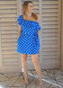 BARDOT DRESS The Belted Bardot Dress - Royal Blue Polka dubai outfit dress brunch fashion mums