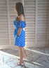 BARDOT DRESS The Belted Bardot Dress - Royal Blue Polka dubai outfit dress brunch fashion mums