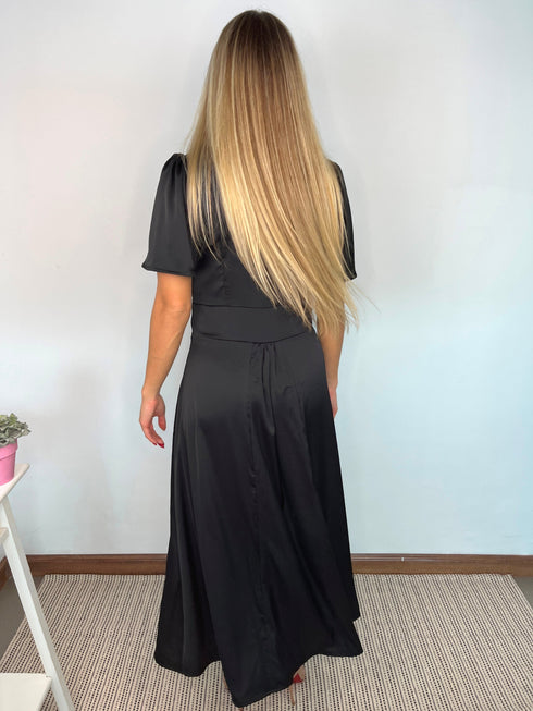 Dress The Kensington Dress - Midnight Black Satin dubai outfit dress brunch fashion mums