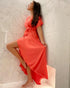 Dress The Maxi Wrap Dress - Coral Blush Satin dubai outfit dress brunch fashion mums