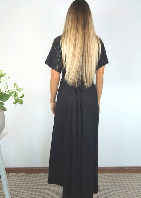 Dress The Maxi Wrap Dress - Midnight Black dubai outfit dress brunch fashion mums