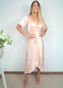 Dress The Maxi Wrap Dress - Perfect Nude Satin dubai outfit dress brunch fashion mums