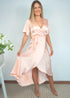 Dress The Maxi Wrap Dress - Perfect Nude Satin dubai outfit dress brunch fashion mums