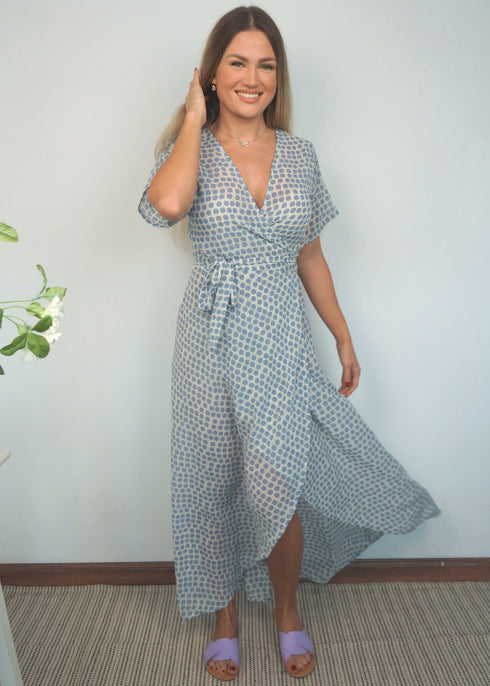 Dress The Maxi Wrap Dress - Santorini Circles dubai outfit dress brunch fashion mums
