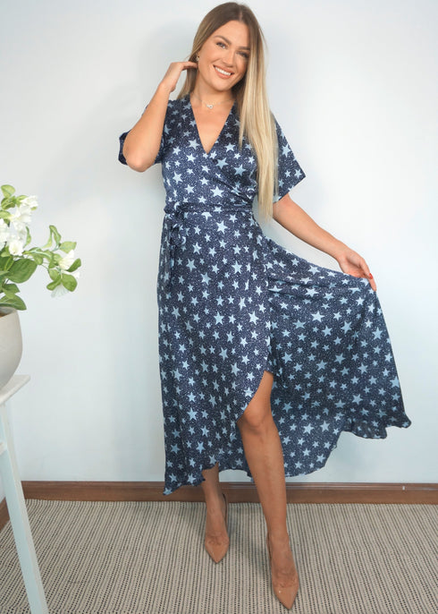 Dress The Maxi Wrap Dress - Starry Nights dubai outfit dress brunch fashion mums