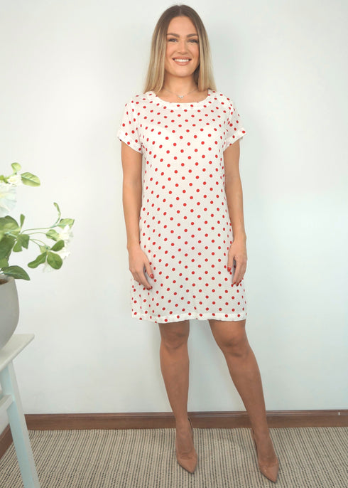 Dress The Mini Anywhere Dress - Lipstick Polka dubai outfit dress brunch fashion mums