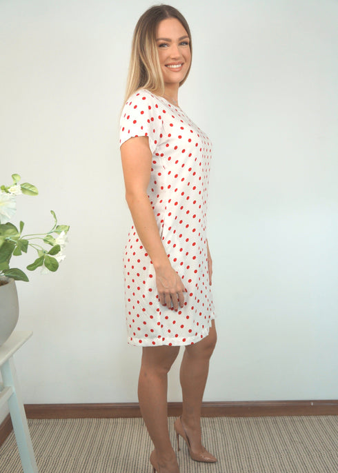 Dress The Mini Anywhere Dress - Lipstick Polka dubai outfit dress brunch fashion mums