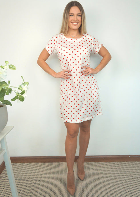 Dress The Mini Anywhere Dress - Lipstick Polka dubai outfit dress brunch fashion mums