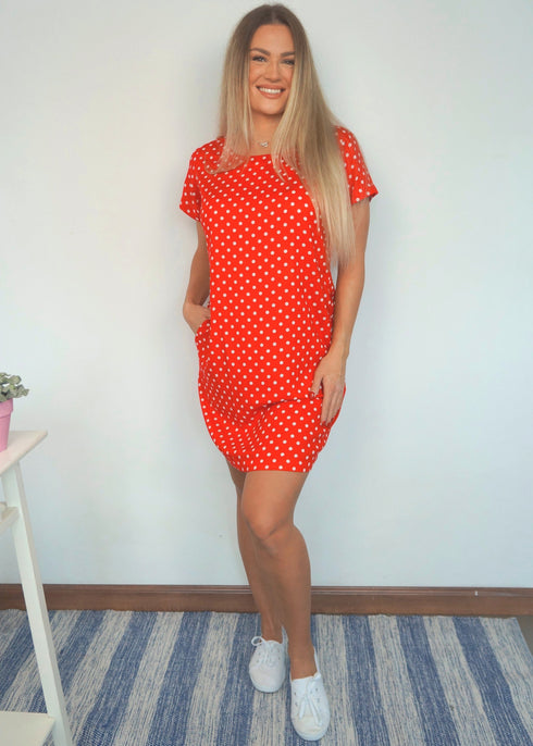 Dress The Mini Anywhere Dress - Red Polka Dot dubai outfit dress brunch fashion mums