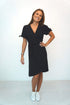 Dress The Mini Wrap Dress w/ Tie Sleeves - Midnight Black dubai outfit dress brunch fashion mums