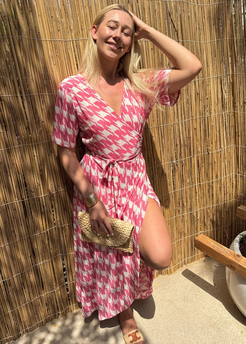 Dress The Pleated Wrap Dress - Strawberry Pleats dubai outfit dress brunch fashion mums