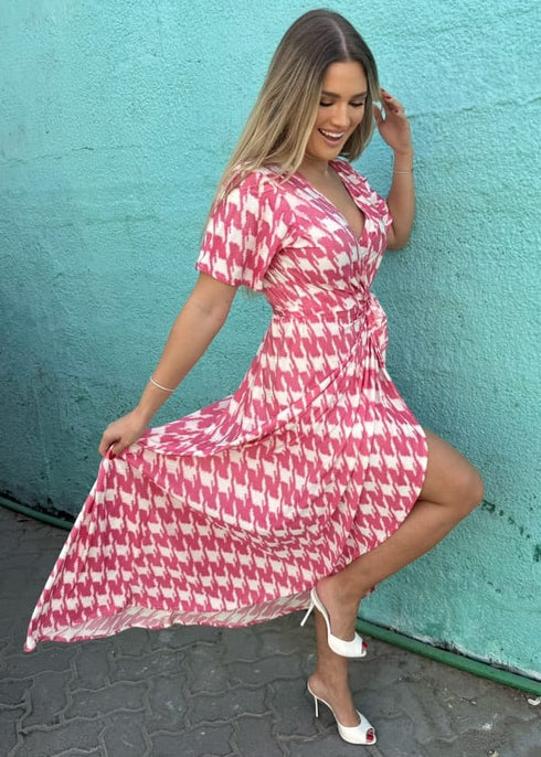 Dress The Pleated Wrap Dress - Strawberry Pleats dubai outfit dress brunch fashion mums