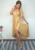 Dress The Satin Wrap Dress - Pure Gold dubai outfit dress brunch fashion mums