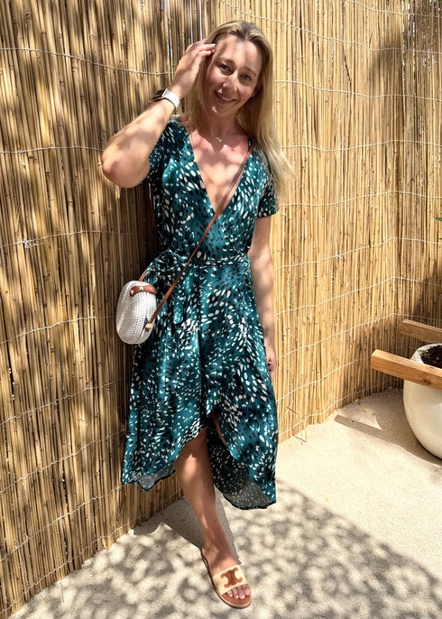 Dress The Stretch Wrap Dress - Teal Dream dubai outfit dress brunch fashion mums