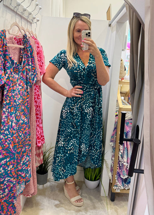 Dress The Stretch Wrap Dress - Teal Dream dubai outfit dress brunch fashion mums