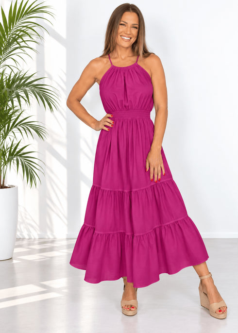 The California Maxi - Cy Magenta dubai outfit dress brunch fashion mums
