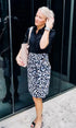 O/S The Classic Wrap Skirt - Cobalt Gold Leopard dubai outfit dress brunch fashion mums