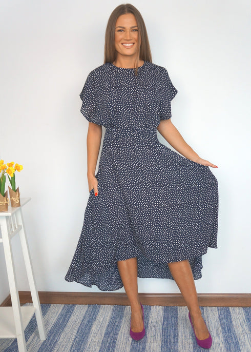 The Evening Dress - Navy Dalmatian dubai outfit dress brunch fashion mums