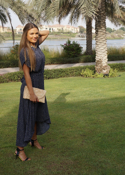 The Evening Dress - Navy Dalmatian dubai outfit dress brunch fashion mums