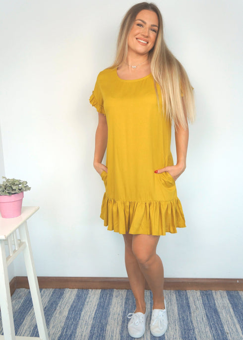 The Flirty Anywhere Dress - Classic Mustard dubai outfit dress brunch fashion mums