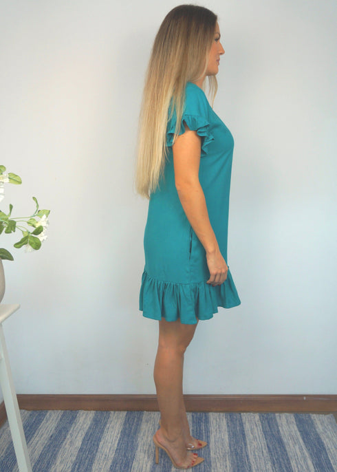THE-V-FLIRTY-ANYWHERE-DRESS-FITTED-WOMEN-DRESS-MERMAID-GREEN