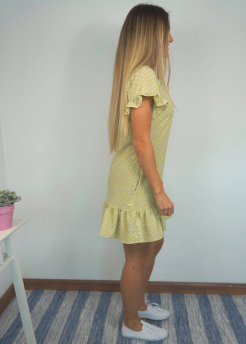 The Flirty Anywhere Dress - Pistachio Polka Dot dubai outfit dress brunch fashion mums