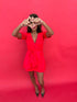 The Flirty Wrap Dress - Mac Red Satin dubai outfit dress brunch fashion mums