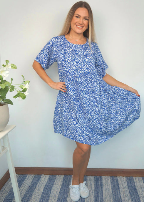 The French Dress - Ditsy Cobalt dubai outfit dress brunch fashion mums