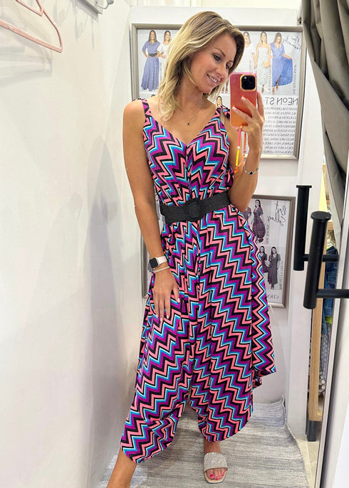 O/S The Harem Jumpsuit - Florie Chevron dubai outfit dress brunch fashion mums