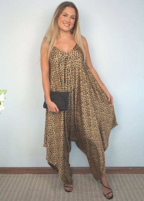 O/S The Harem Jumpsuit - Leopard Gold dubai outfit dress brunch fashion mums