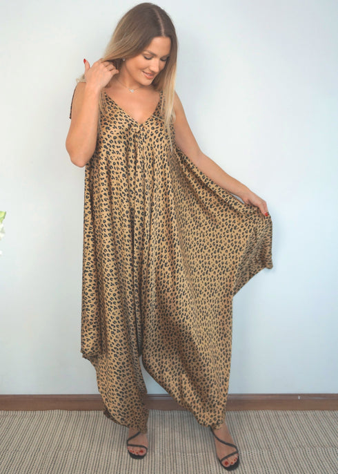 O/S The Harem Jumpsuit - Leopard Gold dubai outfit dress brunch fashion mums