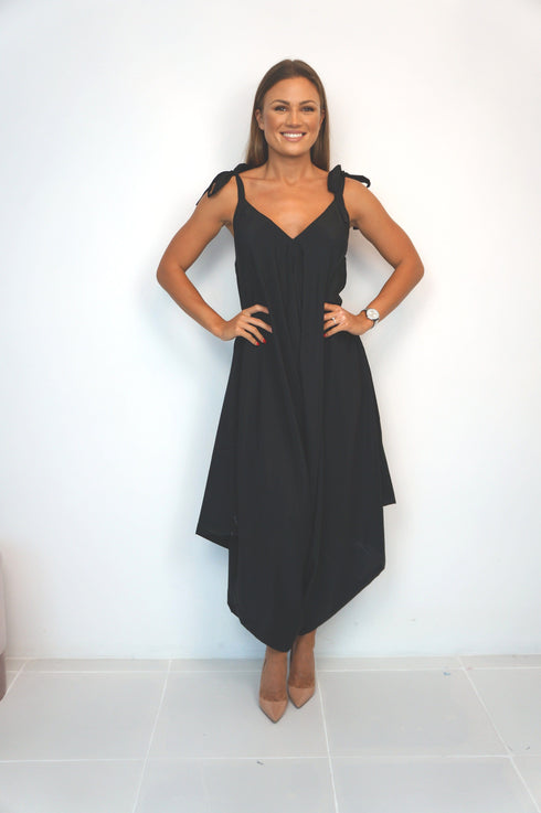 O/S The Harem Jumpsuit - Midnight Black Satin dubai outfit dress brunch fashion mums
