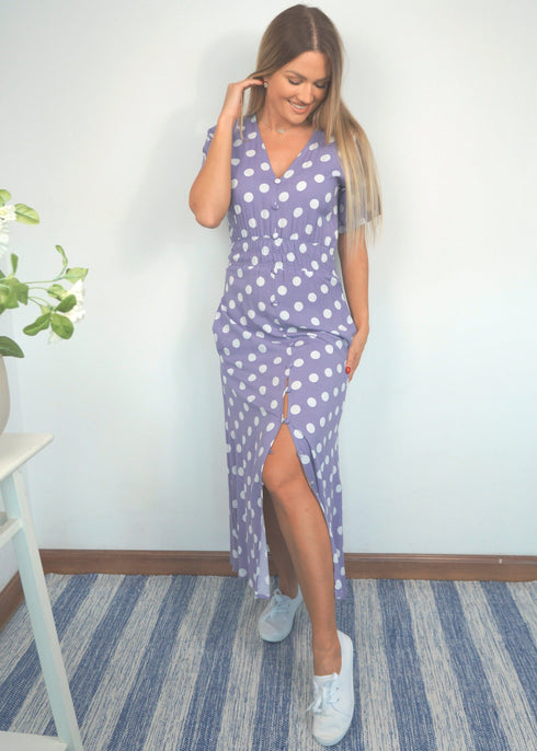 The Helen Dress - Polka Dot Lavender dubai outfit dress brunch fashion mums