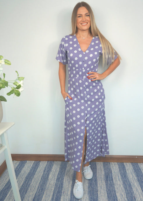 The Helen Dress - Polka Dot Lavender dubai outfit dress brunch fashion mums