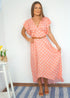 O/S The Kate Maxi Dress - Peach Polka dubai outfit dress brunch fashion mums