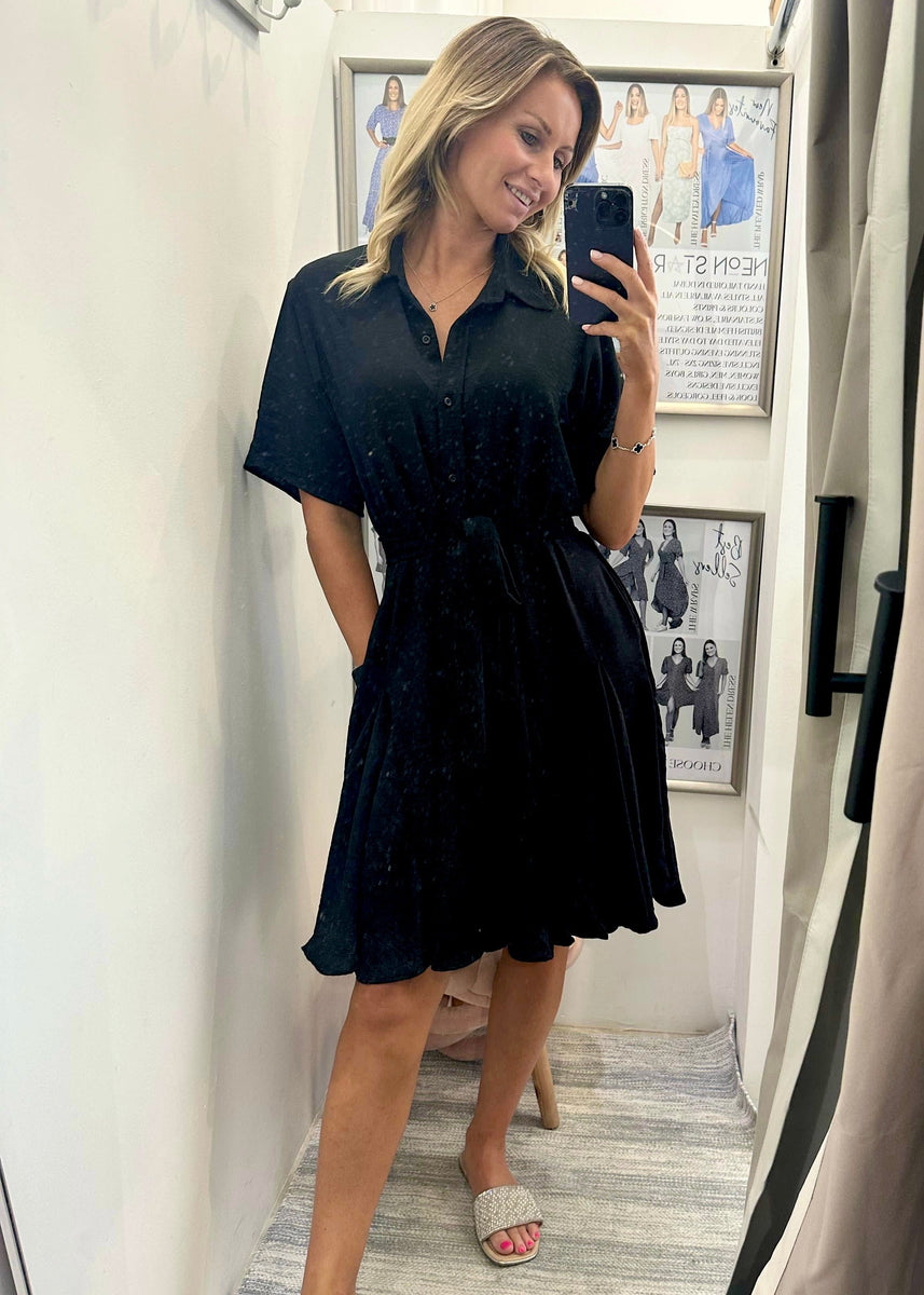 The Lola Shirt Dress - Cy Black NEON STAR The Lola Shirt Dress - Cy Black NEON STAR