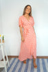 The Maxi Wrap Dress - Peach Polka dubai outfit dress brunch fashion mums