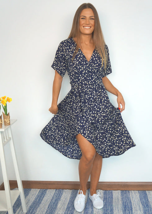 The Midi Wrap Dress - Indigo Garden dubai outfit dress brunch fashion mums