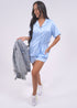 The Neon Star Co-ords - Shirt & Shorts Set - Ice Blue Satin dubai outfit dress brunch fashion mums