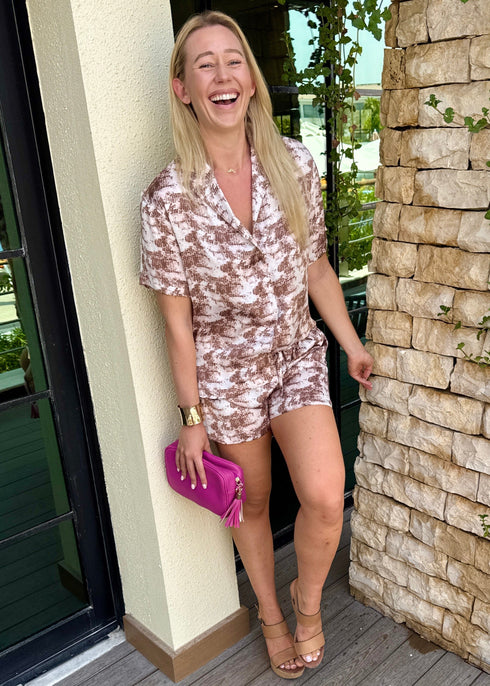 The Neon Star Co-ords - Shirt & Shorts Set - Platinum Snake dubai outfit dress brunch fashion mums