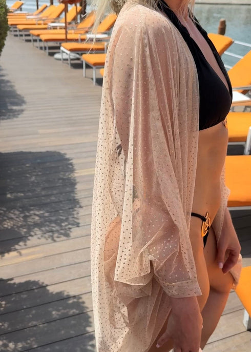 O/S The Palm Kimono - Chiffon Gold dubai outfit dress brunch fashion mums