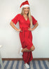 The Pleated Wrap Dress - Christmas Red Pleats dubai outfit dress brunch fashion mums