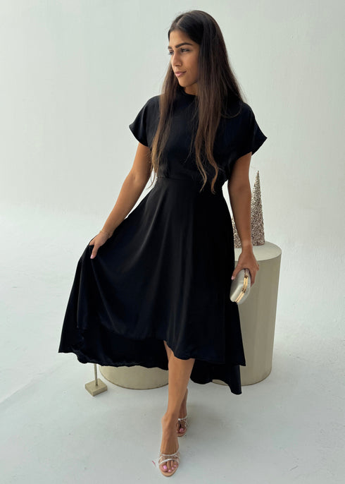 The Polo Dress - Black Satin dubai outfit dress brunch fashion mums