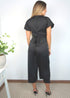 The Satin Wrap Jumpsuit - Midnight Black Satin dubai outfit dress brunch fashion mums