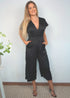 The Satin Wrap Jumpsuit - Midnight Black Satin dubai outfit dress brunch fashion mums