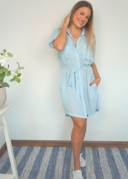 The Shirt Dress - Ice Blue dubai outfit dress brunch fashion mums