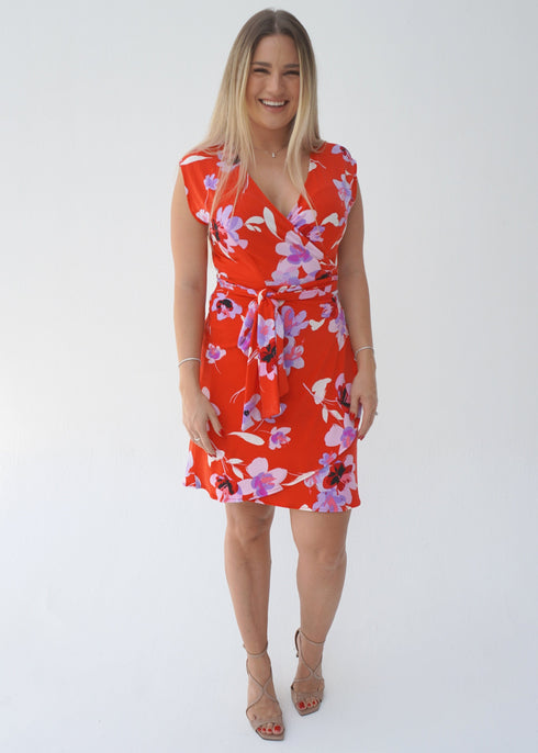 The Sleeveless Perfect Little Wrap Dress - Miami Flowers dubai outfit dress brunch fashion mums
