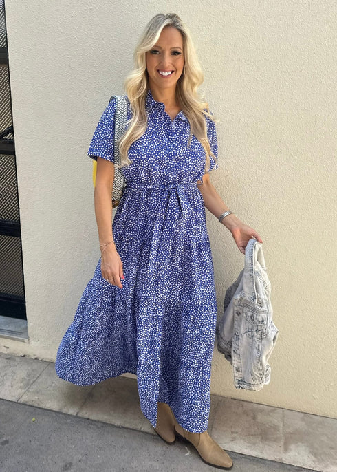 The Tiered Shirt Dress - Sky Splash dubai outfit dress brunch fashion mums