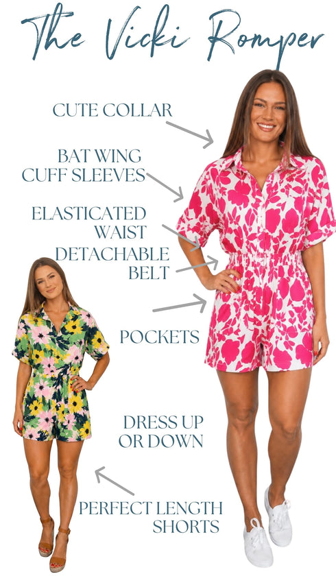 The Vicki Romper - Cy Magenta Fuschia dubai outfit dress brunch fashion mums
